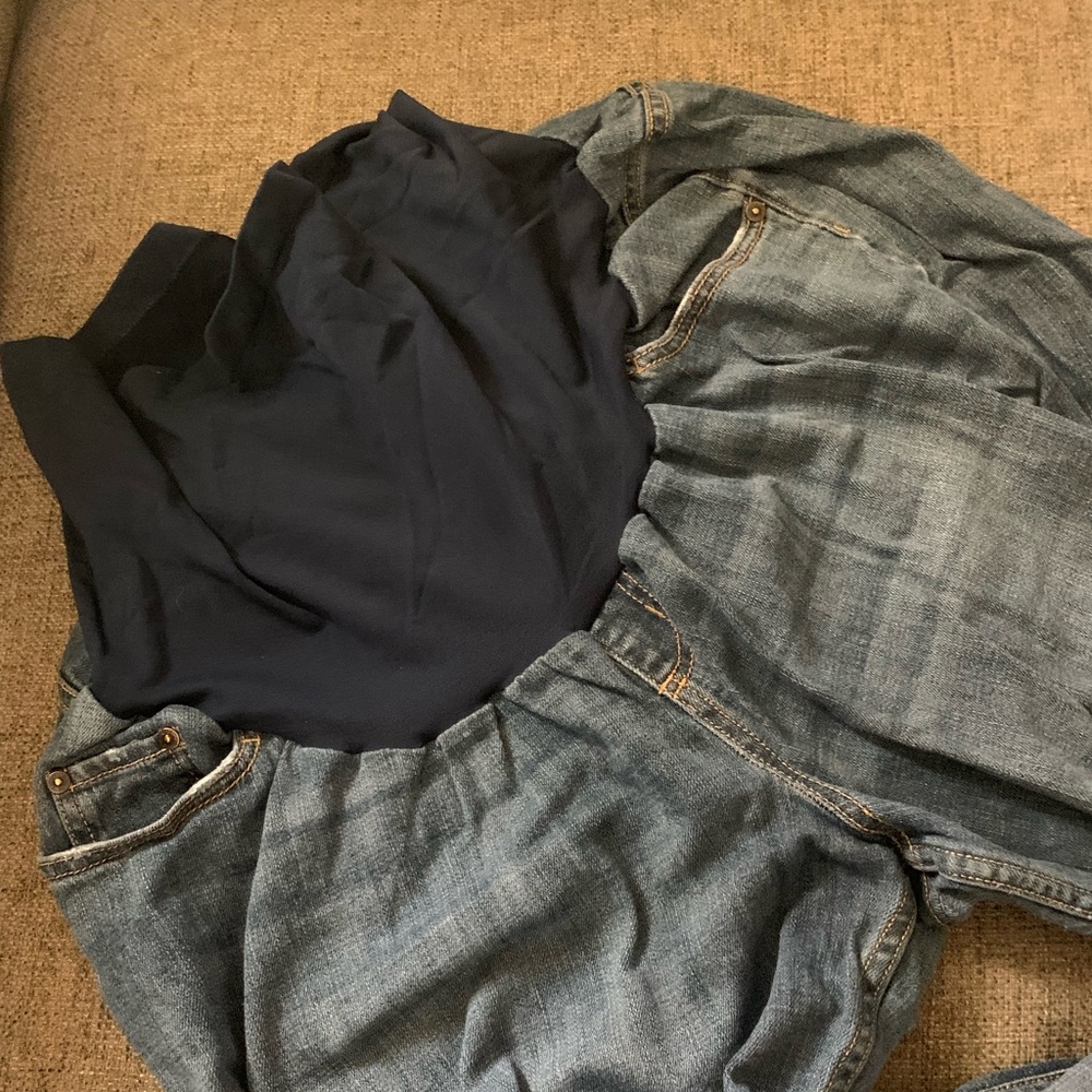 Plus Size, Secret Fit Belly Maternity Denim Capris